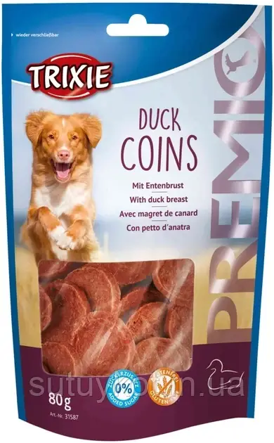 TRIXIE Premio Duck Coins Триксі 31587 ласощі для собак з качкою, 80 гр.