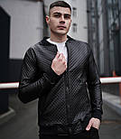 Бомбер чоловічий шкіряний ромб | Куртка чоловіча шкіряна. Фото в живу. Чоловіча куртка осінь-весна, фото 6