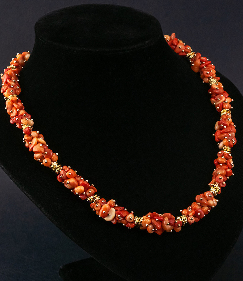 Комплект намисто та сережки "Лагуна" з натуральних коралів авторської роботи., фото 1