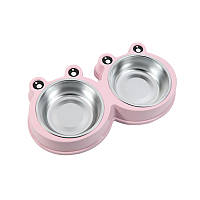 Миска Taotaopets Frog 135501 Pink 27,5*15*4 см тарелка для котов и собак двойная DM_11
