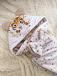 Демісезонний конверт + комбінезон для новонароджених дівчаток, принт Тигреня, фото 3