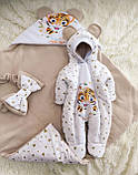 Демісезонний конверт + комбінезон для новонароджених дівчаток, принт Тигреня, фото 4