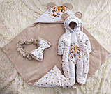 Демісезонний конверт + комбінезон для новонароджених дівчаток, принт Тигреня, фото 6