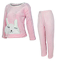 Жіноча піжама Lesko Bunny Pink 2XL тепла для дому DM_11