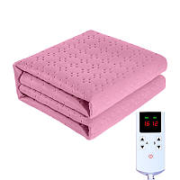 Электропростынь плед одеяло Lesko STT180*200 см Pink с подогревом от сети 220 вольт DM_11