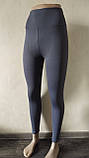 Розмір M. Жіночі лосини в рубчик з високою посадкою, сірі, фото 4