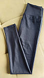 Розмір M. Жіночі лосини в рубчик з високою посадкою, сірі, фото 6