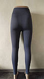 Розмір M. Жіночі лосини в рубчик з високою посадкою, сірі, фото 5