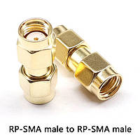 SMA переходник коннектор с PR-SMA male на PR-SMA male без штырьков с 2-х сторон KU_22
