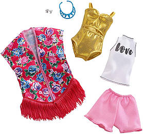 Одяг для Барбі Два модних вбрання з золотим купальником Barbie Fashion FXJ62