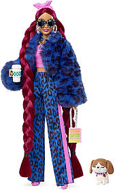 Лялька Барбі Екстра Barbie Extra у синьому леопардовому костюмі HHN09