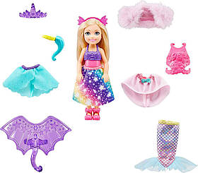 Набір Барбі лялька Barbie Dreamtopia Chelsea з нарядами GTF40