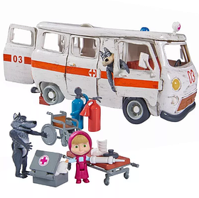 Игровой набор Simba фигурка Маши и машина скорой помощи с фигурками волков из м/ф Маша и Медведь (109309863)
