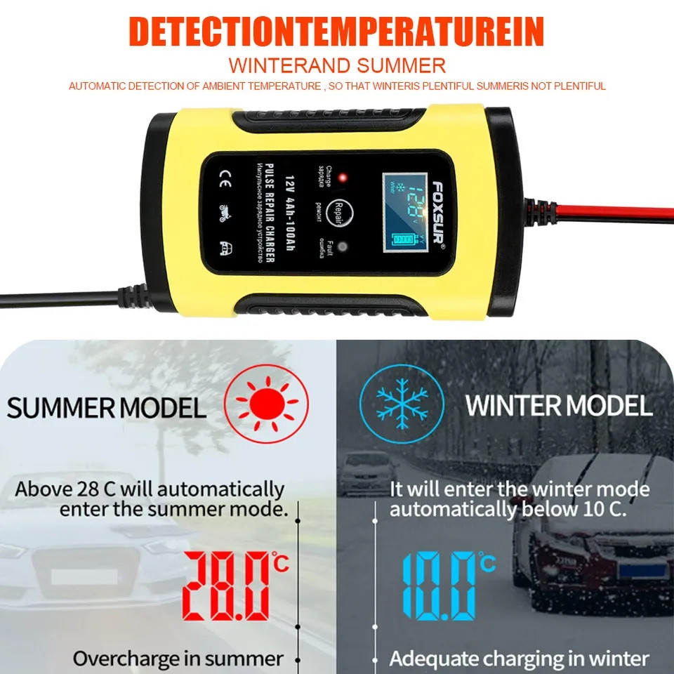 Імпульсний зарядний пристрій FOXSUR PULSE REPAIR CHARGER 12 V 6 A для акумуляторів (новлена версія)