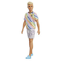 Кукла Кен Модник Barbie Ken Fashionistas в клетчатой футболке #174 (GRB90)
