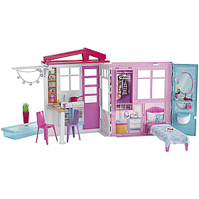 Портативний переносний будиночок для ляльки Барбі Barbie House з меблями (FXG54)