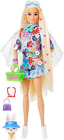 Лялька Барбі Екстра Блондинка у квітковому жакеті Barbie Extra HDJ45