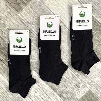 Шкарпетки чоловічі бавовна із сіткою Mirabello, Туреччина, розмір 42-45, короткі, чорні, 07739