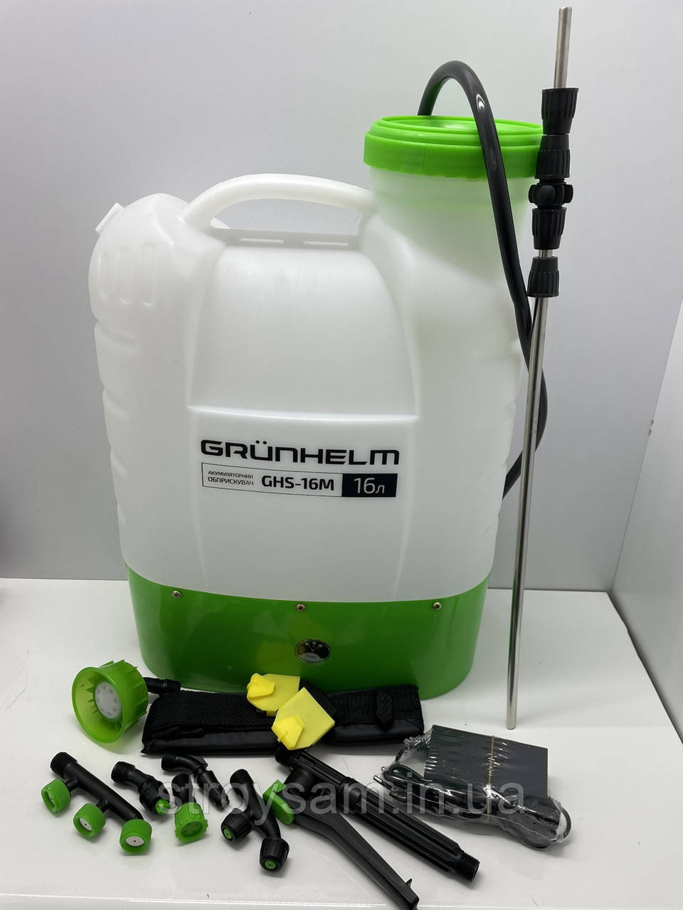 Обприскувач акумуляторний садовий, садовий обприскувач 16 л Grunhelm GHS-16M