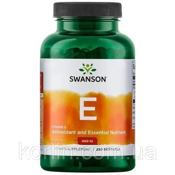 Натуральний Вітамін Е 400 МО 250 кап Swanson Vitamin E 400 IU