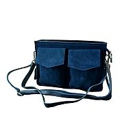 Женская сумка кожа-замш натуральная синего цвета