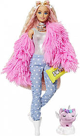Лялька Барбі Екстра Barbie Extra в рожевій пухнастій шубці блондинка GRN28