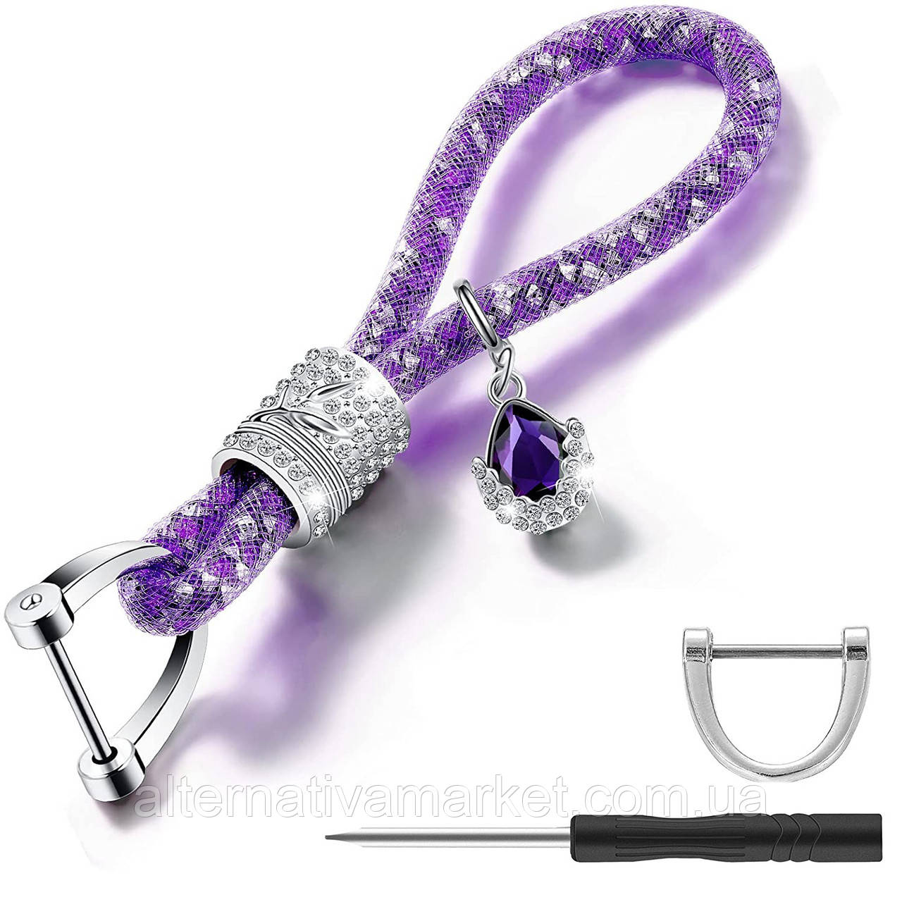 Брелок "Crystal Bling" зі стразами, кристалами жіночий для автоключів (фіолетовий), фото 1