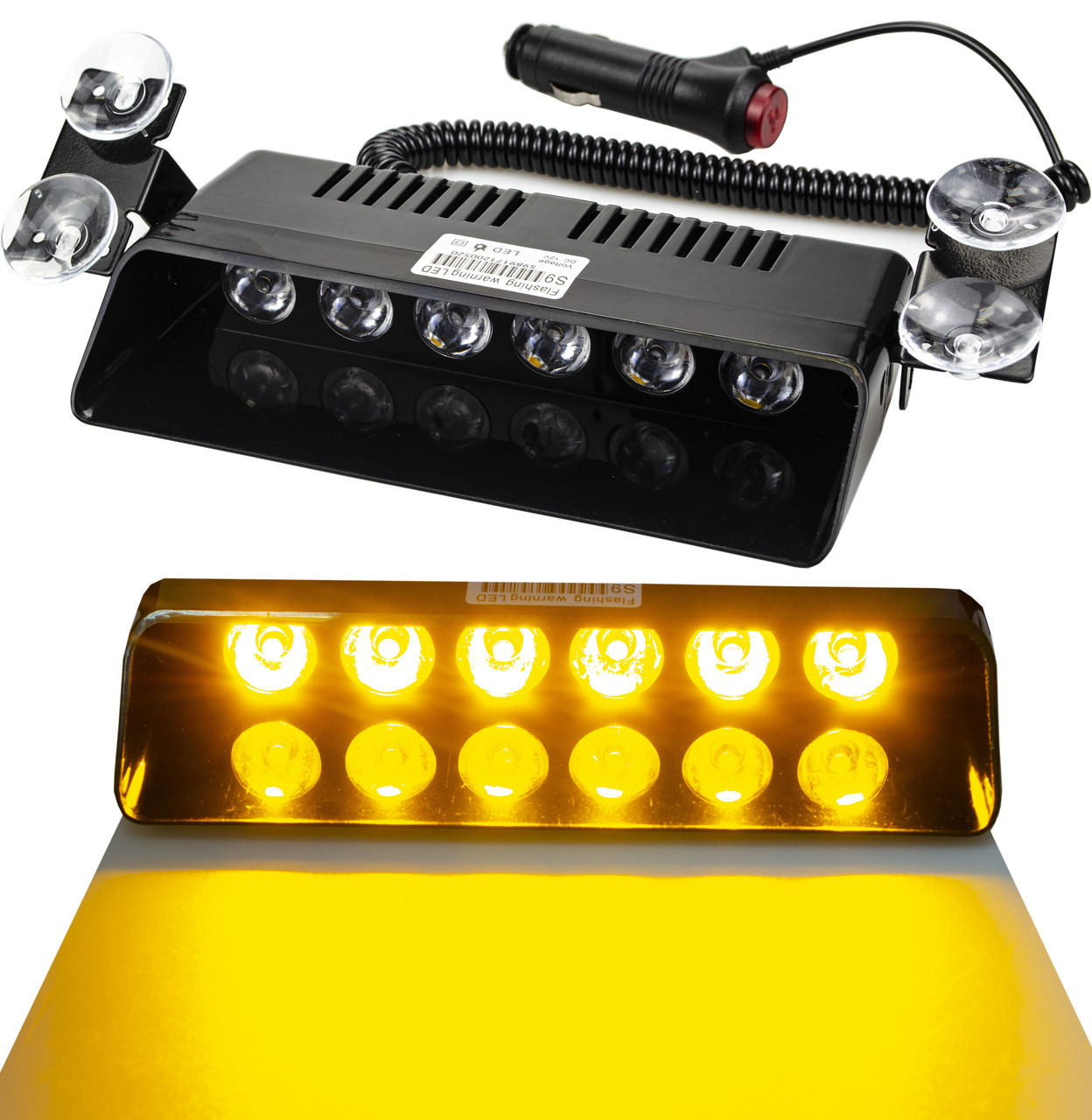 Стробоскоп ЖОВТИЙ на лобове скло "LED FLASH LIGHT S9", проблисковий маячок салон авто (ЯРКИЙ 30W)