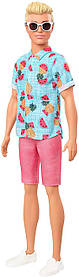 Лялька Барбі Кен Модник Блондин в сорочці з гавайським принтом - Barbie Ken Fashionistas GYB04
