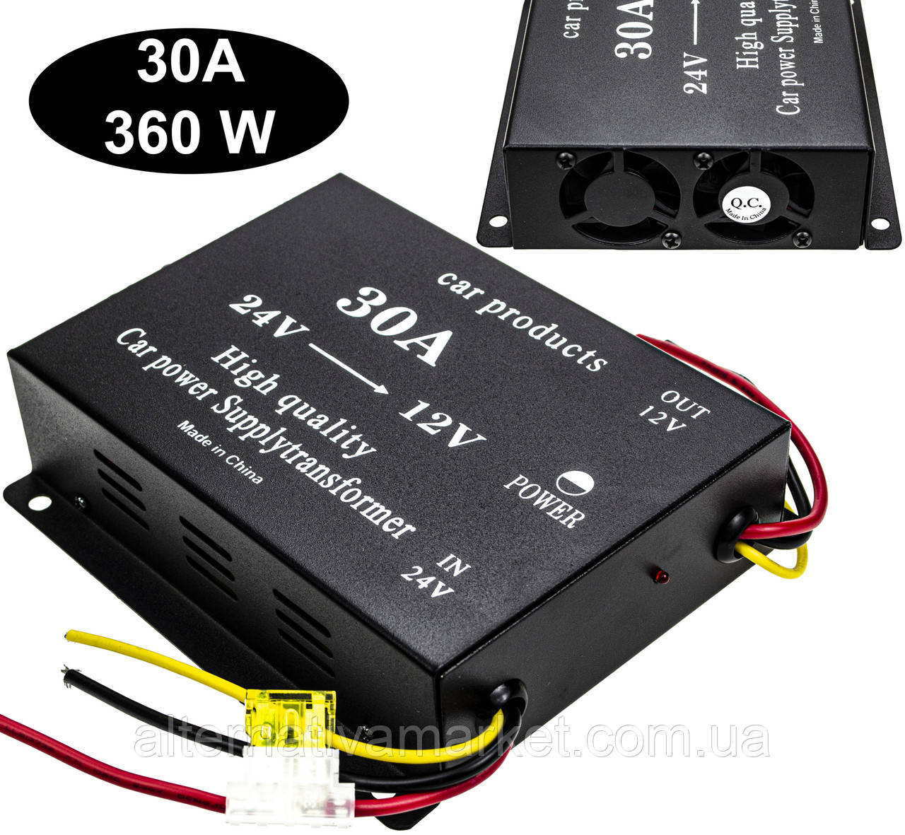Перетворювач напруги "24V-12V 360W", автомобільний інвертор 24V-12V (30A), фото 1