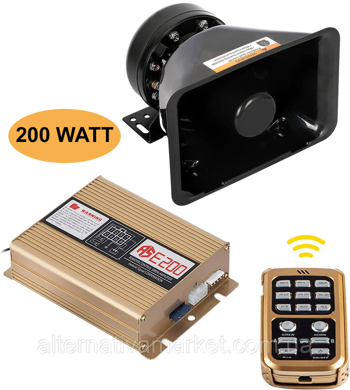Спецсигнал СГУ 12v 200w "Federal Signal X5 STANDART" (Рупор, пульт дистанційного керування з мікрофоном, блок спецсигналів, USB), фото 1