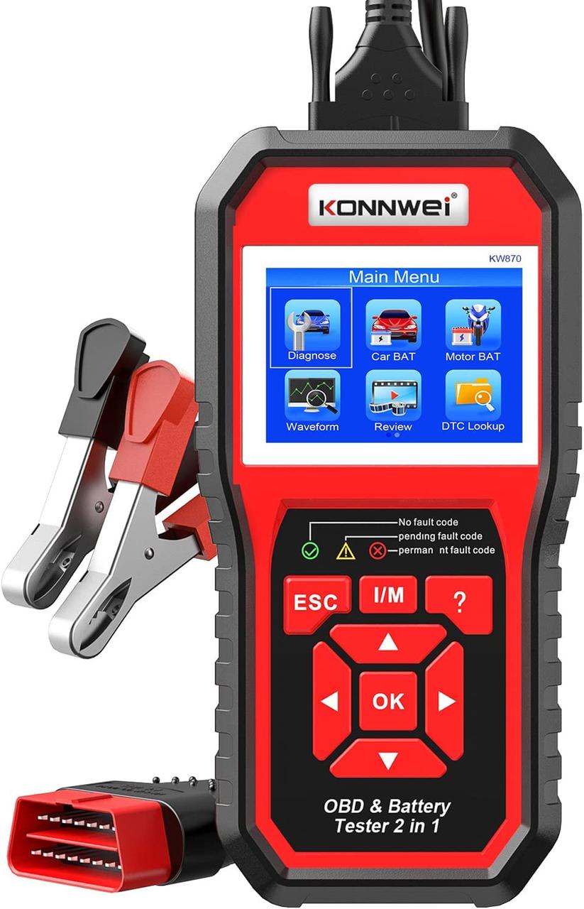 Професійний автосканер Konnwei KW-870 (OBD2, CAN) з тестером АКБ (6В - 12В)