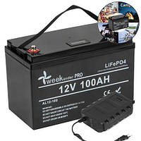 Тяговый аккумулятор Weekender PRO. 12V. 100A/h LiFePO4. +З/У. Литий-ферумная тяговая аккумуляторная батарея.