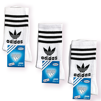 Шкарпетки жіночі демісезонні високі бавовна Adidas, розмір 36-39, білі, 06149