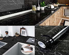Кухонна плівка, що самоклеїться, для поверхонь чорний мармур 3Mх0.60M (100), фото 3