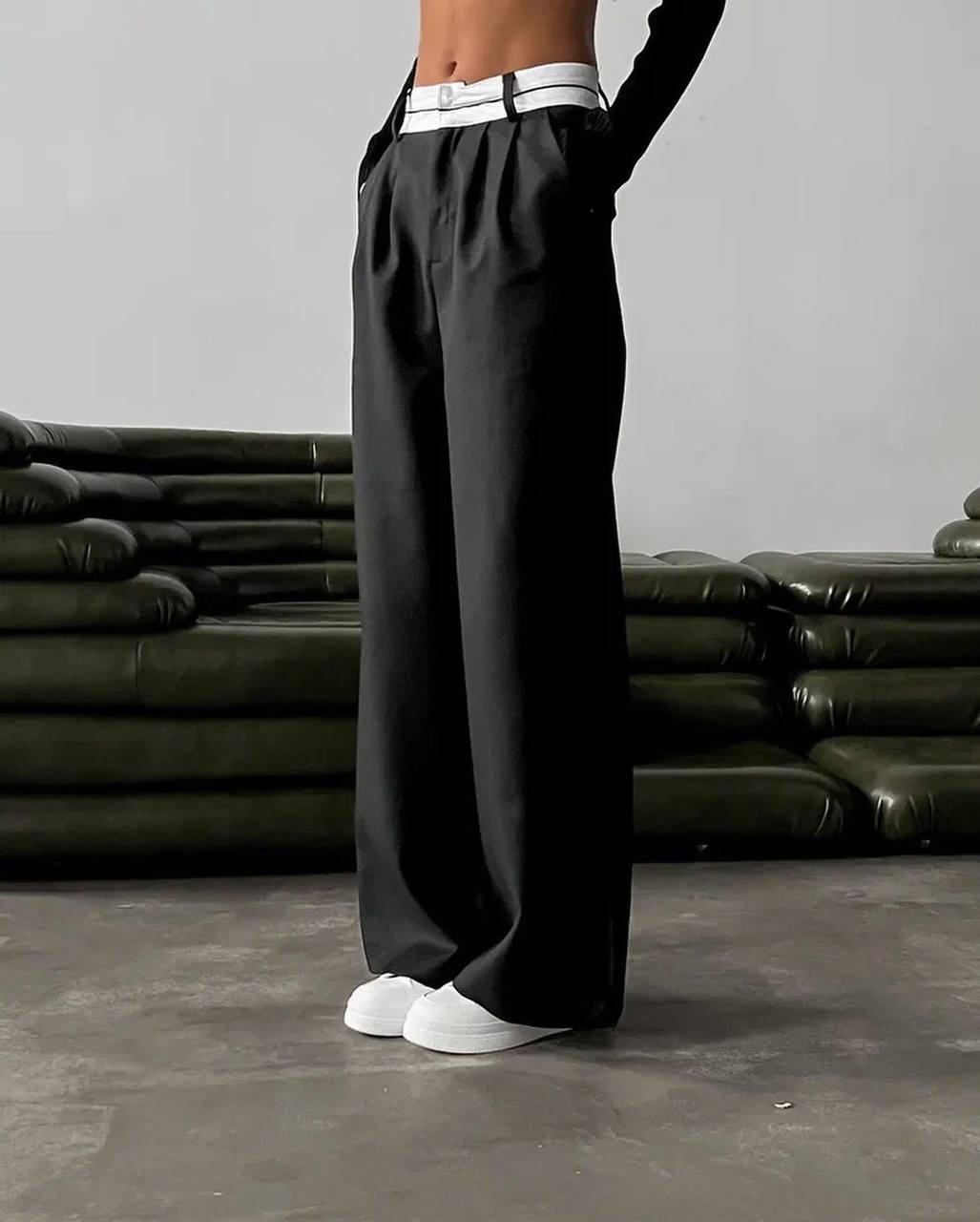 Женские брюки палаццо с поясом цвет: чёрного - фото 4 - id-p1790274462