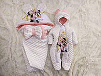 Комплект одежды для новорожденных девочек зимний, принт Minni
