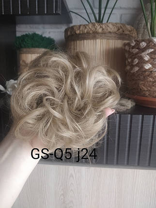 Гумка з волосся накладна гулька накладний пончик бублик хвіст у зачіску для зачіски блонд попелястий, фото 2
