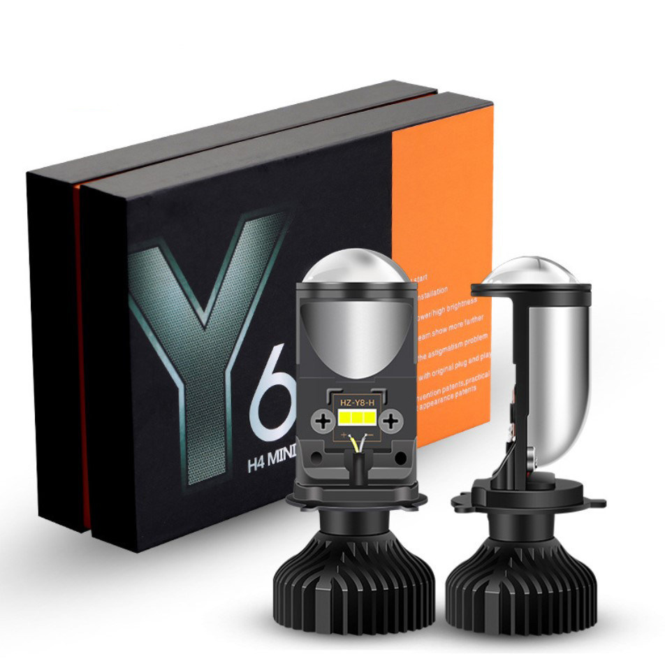 Лампи BI-LED міні-лінзи Y6 "H4 MINI LED LENS" (60Вт, 15000Лм, 6000К, 12V-24V, Цоколь H4)