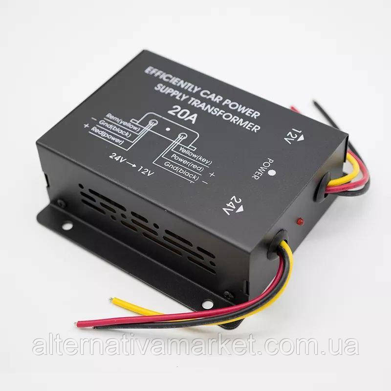 Перетворювач напруги "24V-12V 240W", автомобільний інвертор 24V-12V (20A), фото 1