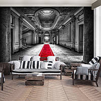 Флизелиновые 3d фото обои в маленькой комнате 254 x 184 см Архитектура - Красная дорожка в особняке