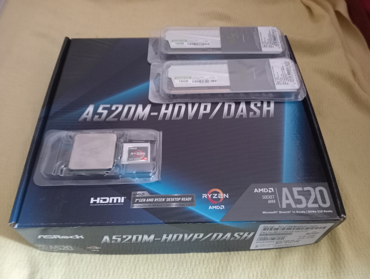 Комплект сокет AM4 ASRock A520M-HDVP/DASH Ryzen 5 5500 DDR4