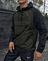 Анорак чоловічий Nike House чорний-хакі куртка чоловіча найк весняна осіння ветровка спортивна весна осінь