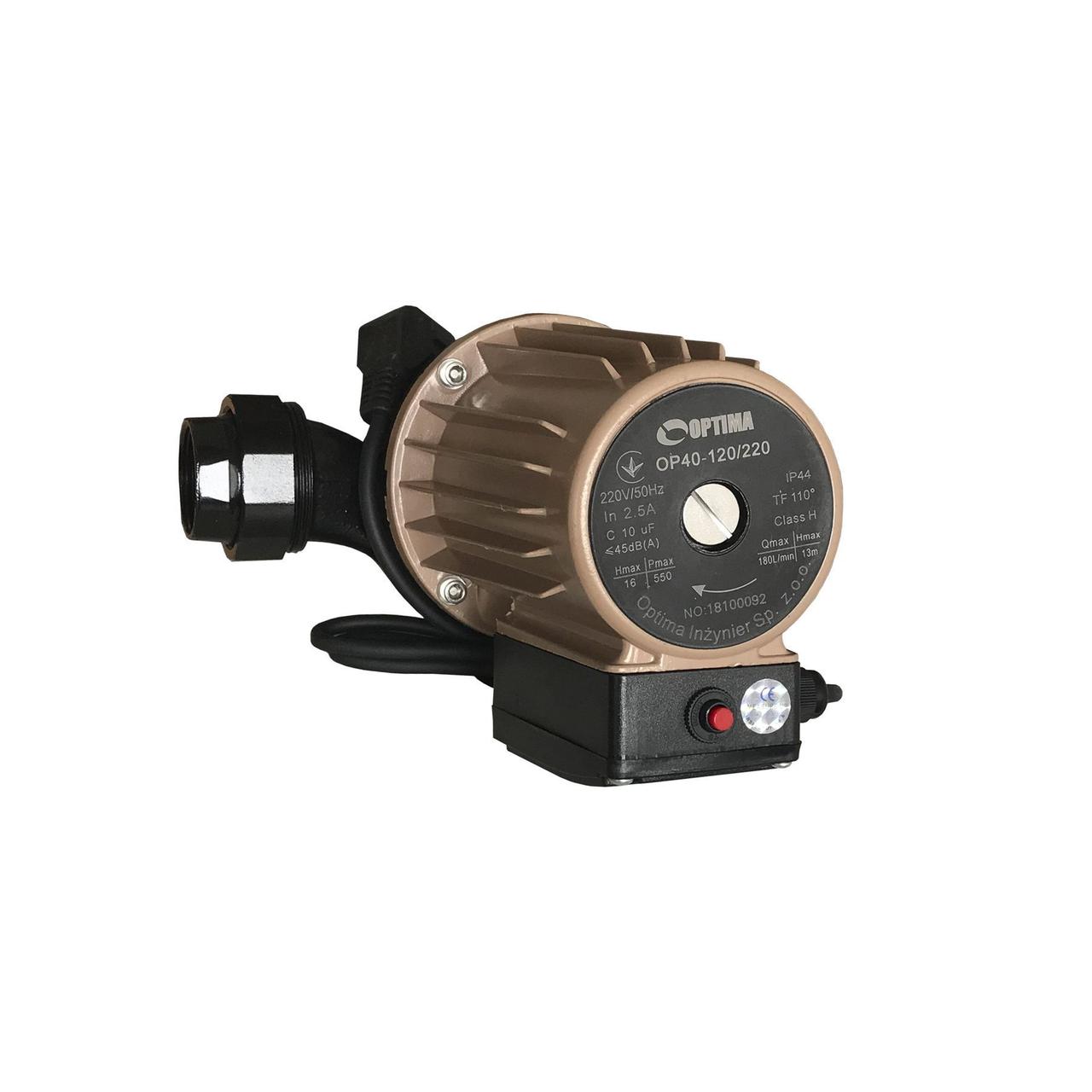 Насос циркуляційний Optima OP40-120 220 мм (гайки, кабель з вилкою), фото 1