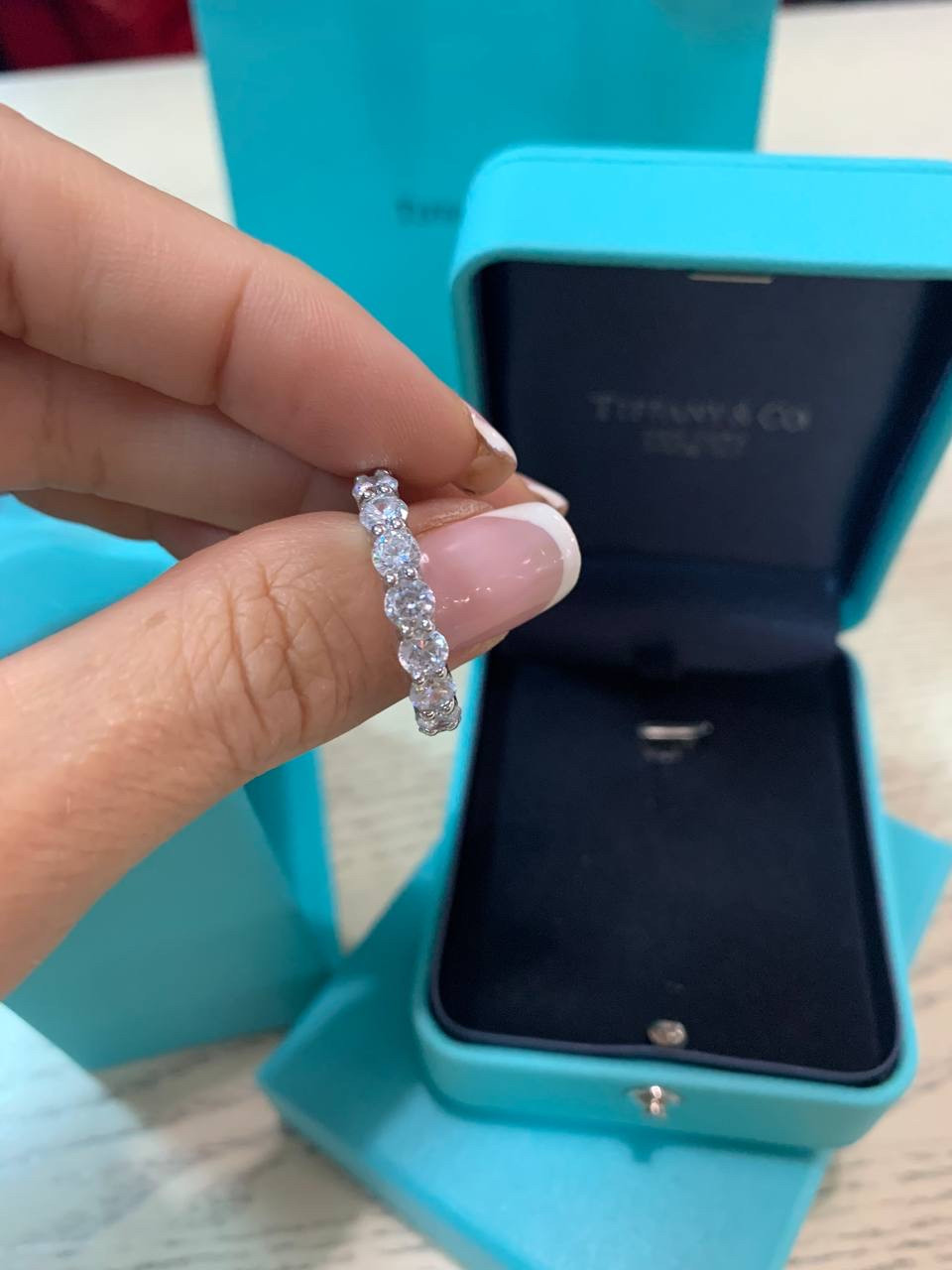 Кільце в стилі Тіффані доріжка в серебрі 925 проби, камінь цирконій, у брендовому пакованні, люкс, фото 1