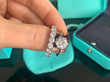 Тіффані кільце подвійне в серебрі 925 проби, вставки цирконію, у брендовому пакованні. Люкс, фото 5
