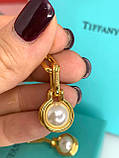 Тіффані сережки з перлами позолота/паковані в мішечок Тіффані, фото 5