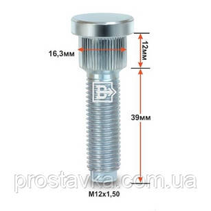 Шпилька забив. CRP163A39 M12X1,50X39мм Цинк довжина нарізної частини 39 мм, фото 1