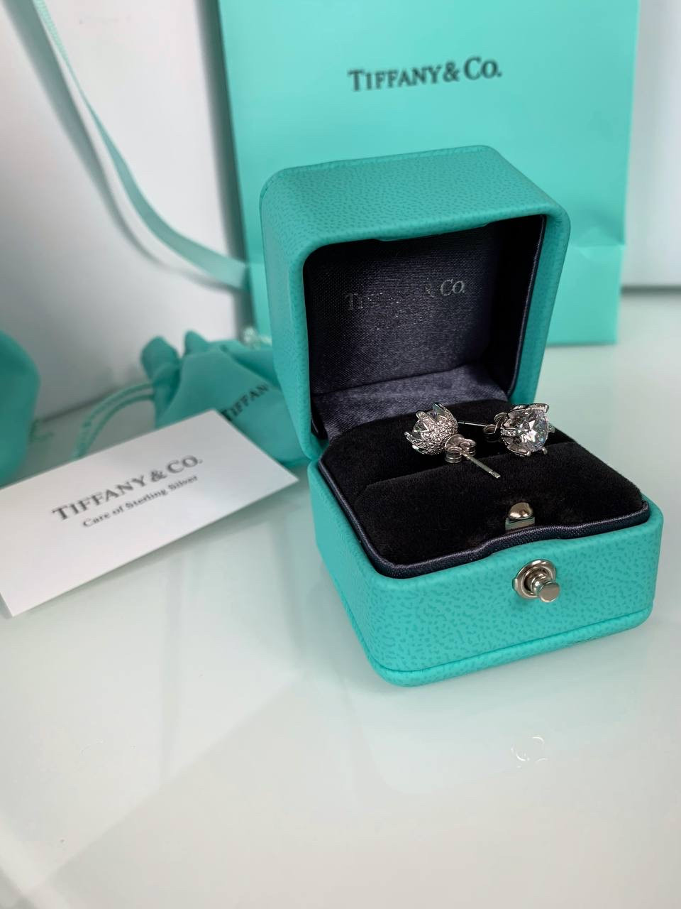 Tiffany сережки срібло 925 / Тіффані срібні сережки в розкішній подарунковій упаковці Tiffany & Co