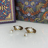 Діор сережки кульки з декором / сережки-цвяшки з перлами, фото 4